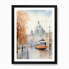 Helsinki Finland In Autumn Fall, Watercolour 1 Art Print