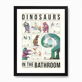 Dinosaurs using the Bathroom Art Print