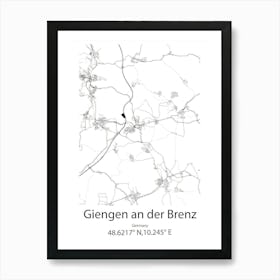 Giengen An Der Brenz,Germany Minimalist Map Art Print