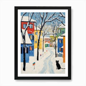 Cat In The Streets Of Sapporo   Japan With Snow 4 Art Print