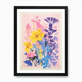 Colourful Flower Still Life Risograph Style 9 Art Print