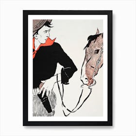 Cowboy With Horse Art Print, Edward Penfield Art Print
