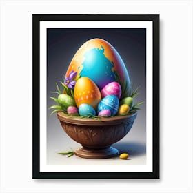 Easter Eggs In A Bowl Art Print