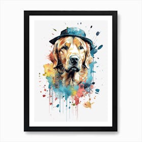 Golde Retriever in hat Art Print