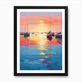 Sunset Sailboats 1 Art Print