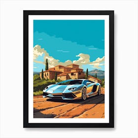 A Lamborghini Aventador In The Tuscany Italy Illustration 3 Art Print
