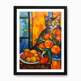 Marigold With A Cat 3 Cubism Picasso Style Art Print