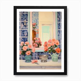Bathroom Vanity Painting With A Camellia Bouquet 3 Art Print