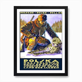 Hunting In Polska, Vintage Travel Poster Art Print