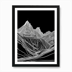 Y Garn Mountain Line Drawing 3 Art Print