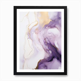 Purple, White, Gold Flow Asbtract Painting 3 Art Print