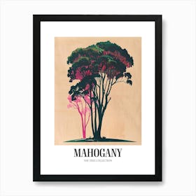 Mahogany Tree Colourful Illustration 4 Poster Art Print