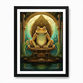 African Bullfrog On A Throne Storybook Style 1 Art Print