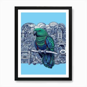 Taffeta Parrot On A Branch Art Print