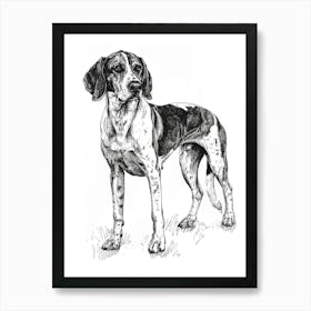 English Foxhound Dog Line Sketch 1 Art Print