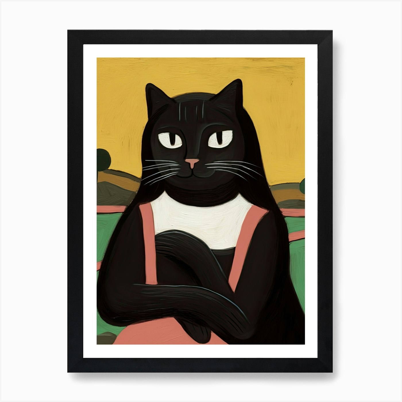 La Mona Lisa, schwarze Katze, Gioconda L gerahmtes Wandbild Poster Leinwanddruck Bild - Bild 2 von 4