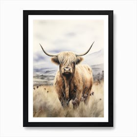 Highland Cow Under The Cloudy Sky 2 Art Print