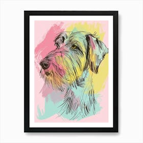 Pastel German Wirehaired Dog Pastel Line Illustration  2 Art Print