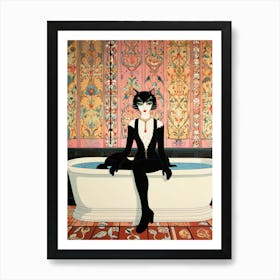 Cat In The Bath Art Print