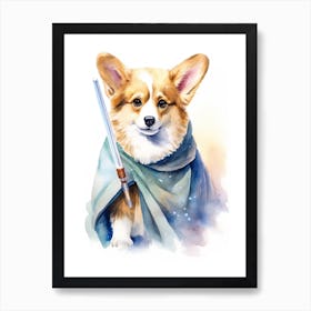 Corgi Dog As A Jedi 3 Art Print