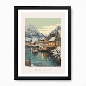 Vintage Winter Poster Lofoten Islands Norway 3 Art Print