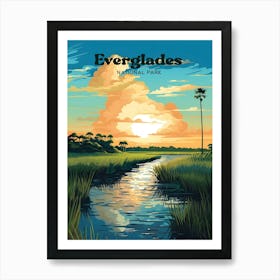 Everglades National Park Florida Marsh Travel Illustration Art Print