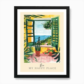 My Happy Place Nice 5 Travel Poster Art Print