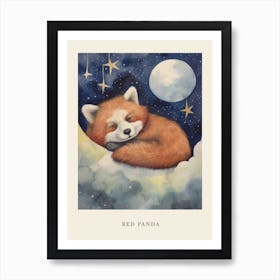 Baby Red Panda 4 Sleeping In The Clouds Nursery Poster Art Print