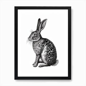 English Spot Blockprint Rabbit Illustration 5 Art Print