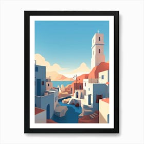 Santorini, Greece, Flat Illustration 1 Art Print