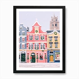 Dublin Ireland Travel Snow Christmas Painting Art Print