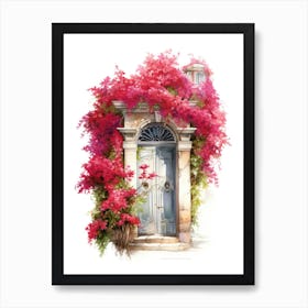 Genoa, Italy   Mediterranean Doors Watercolour Painting 3 Art Print