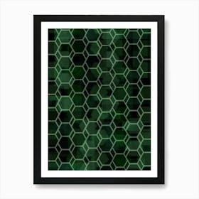 Hexagonal Green Abstract Pattern Art Print