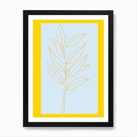 Leaf On A Yellow Background Art Print