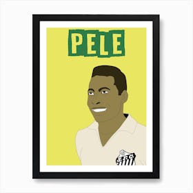 Pele, Cartoon Style, Brazil, Football, Soccer, Art, Wall Print Art Print