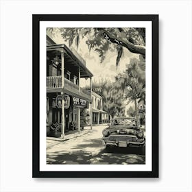 Duotone Illustration Sixth Street Austin Texas 2 Art Print