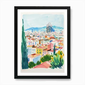 Travel Poster Happy Places Barcelona 4 Art Print