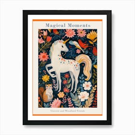 Unicorn With Woodland Friends Fauvism Inspired 1 Poster Art Print