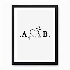 Personalized Couple Name Initial A And B Art Print