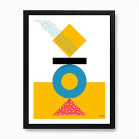 Geometric Totem Yellow Art Print