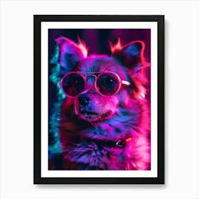 Beautiful Dog Under Neon Lights 10 Art Print