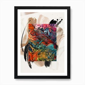 Boho Abstract Art Illustration In A Photomontage Style 70 Art Print