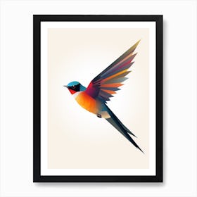 Colourful Geometric Bird Barn Swallow Art Print