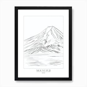 Mount Fuji Japan Line Drawing 5 Poster Art Print