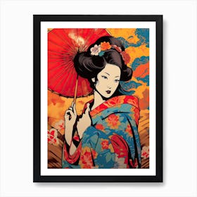 Geisha Pop Art Colours 4 Art Print