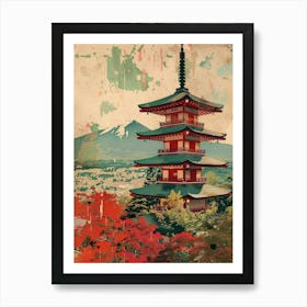 Kiyomizu Dera Temple In Kyoto Mid Century Modern 3 Art Print