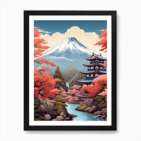 Mount Fuji Japan 1 Vintage Travel Illustration Art Print