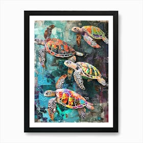 Kitsch Sea Turtle Collage 1 Art Print