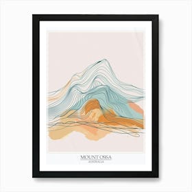 Mount Ossa Australia Color Line Drawing 8 Poster Art Print