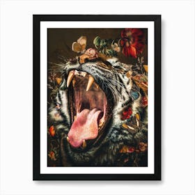 Tiger With Flowers 1 Poster